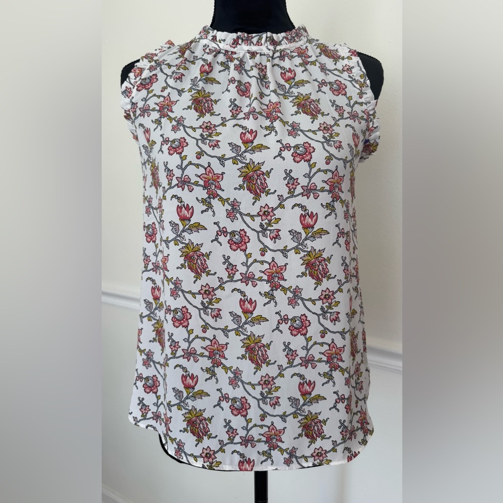 LOFT Pink and Yellow Floral Blouse